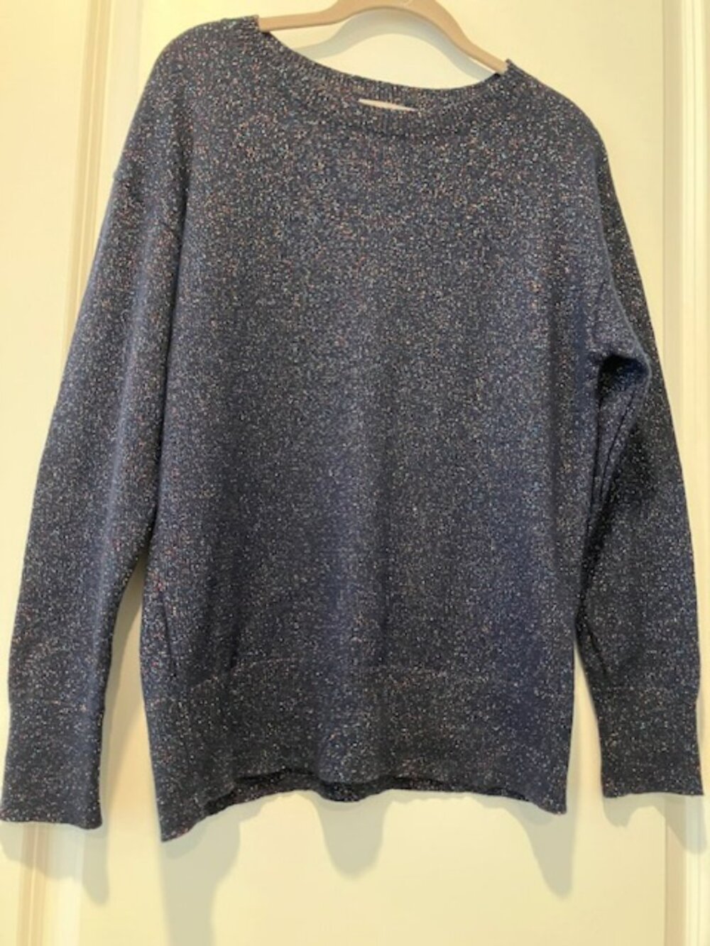 Neiman Marcus Navy Metallic Glitter Cashmere Sweater